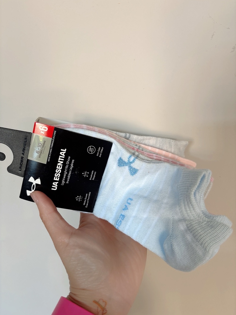 Under Armour Low Cut Athletic Socks - Light Blue & Pink (6 Pack)
